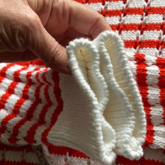 LOFT Red & White Checker-Stripe Boat Neck Sweater - Picture 9 of 9